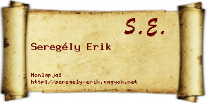Seregély Erik névjegykártya